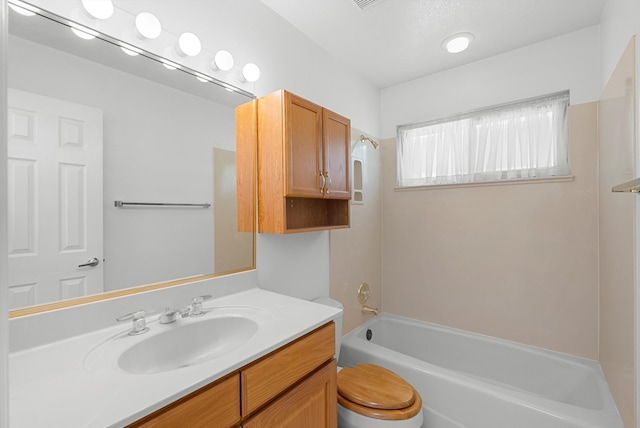 7913 Woodridge Dr NE, Albuquerque, NM 87109 - bathroom with vanity, toilet, and  shower combination