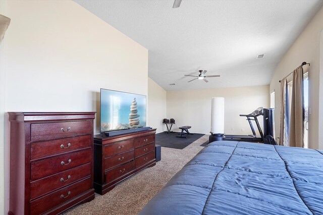 1311 Mirador Loop NE, Rio Rancho, NM 87144 - carpeted bedroom featuring vaulted ceiling and ceiling fan