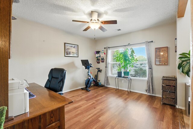 2004 Rancho Oro Ave SE, Rio Rancho, NM 87124 - home office featuring ceiling fan, light wood finished floors, and a textured ceiling