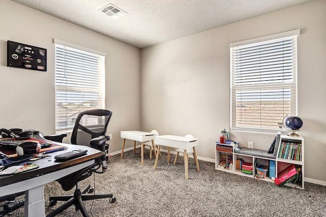 4871 Longs Peak Rd NE, Rio Rancho, NM 87144 - carpeted office space featuring a textured ceiling and baseboards