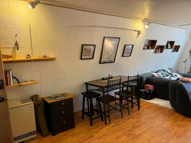 123 Pine Dr, Jemez Springs, NM 87025 - dining room featuring light wood-style flooring and rail lighting