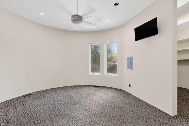 2600 Griegos Pl NW, Albuquerque, NM 87107 - unfurnished bedroom featuring carpet, a spacious closet, recessed lighting, and a ceiling fan
