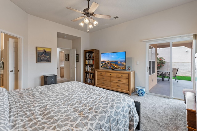 3424 Calle Suenos SE, Rio Rancho, NM 87124 - carpeted bedroom featuring access to outside and ceiling fan