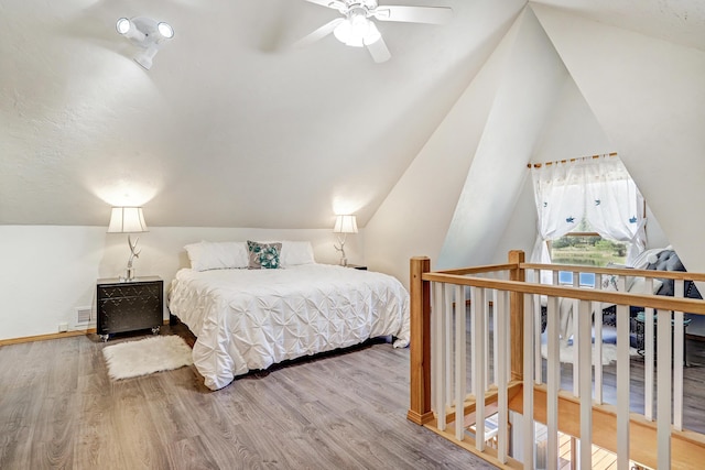 280 Ponderosa Way, Jemez Springs, NM 87025 - bedroom featuring wood finished floors and vaulted ceiling