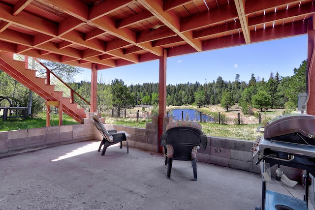 280 Ponderosa Way, Jemez Springs, NM 87025 - view of patio / terrace featuring stairs and a water view