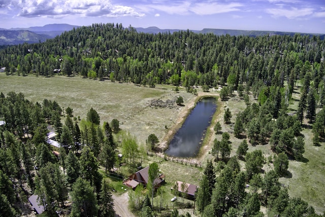 280 Ponderosa Way, Jemez Springs, NM 87025 - aerial view of property's location featuring a forest and a water and mountain view