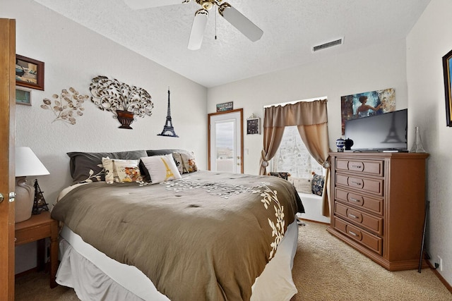 3039 Ashkirk Loop SE, Rio Rancho, NM 87124 - bedroom with light carpet, a textured ceiling, and ceiling fan