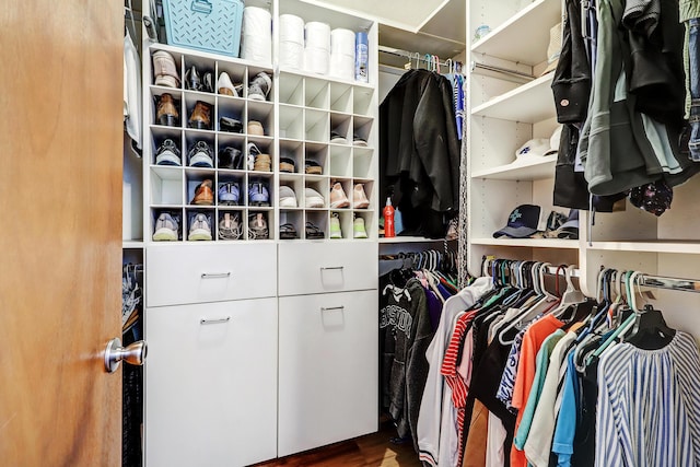 589 Diez Y Ocho Ct SE, Rio Rancho, NM 87124 - walk in closet featuring wood finished floors