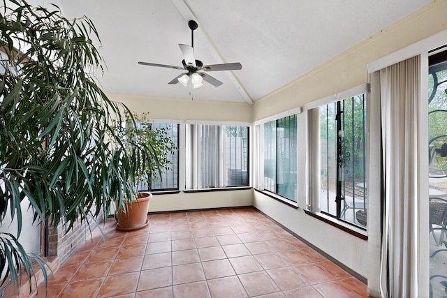 6322 Lamy St NW, Albuquerque, NM 87120 - unfurnished sunroom featuring lofted ceiling and tile patterned flooring