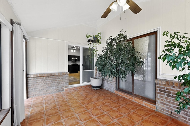 6322 Lamy St NW, Albuquerque, NM 87120 - unfurnished sunroom with lofted ceiling and ceiling fan