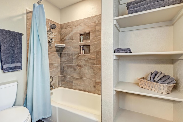 12323 Haines Ave NE, Albuquerque, NM 87112 - bathroom featuring toilet and shower / bathtub combination with curtain