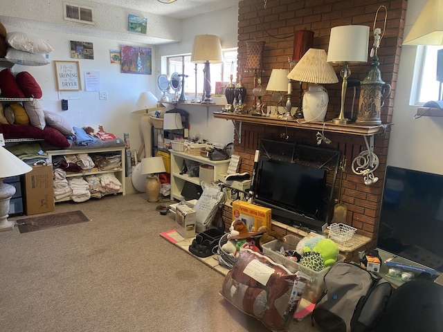 136 Calle Del Presidente, Bernalillo, NM 87004 - carpeted living room featuring healthy amount of natural light and a textured ceiling