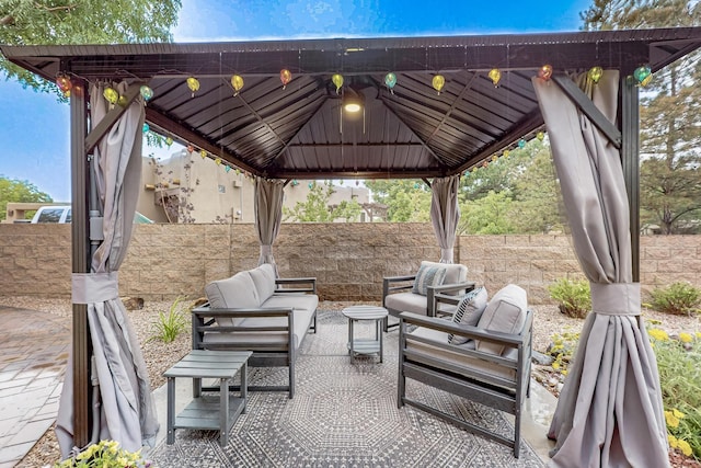 317 Plaza Muchomas, Bernalillo, NM 87004 - view of patio featuring a gazebo and an outdoor living space