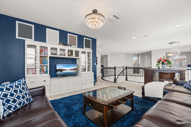9128 Vista Bosquejo Rd NW, Albuquerque, NM 87120 - living area with a chandelier, carpet, and recessed lighting