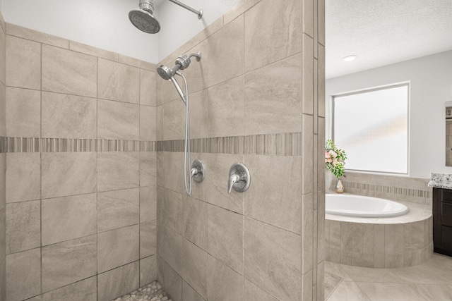 9128 Vista Bosquejo Rd NW, Albuquerque, NM 87120 - full bathroom featuring a tile shower, a garden tub, and vanity