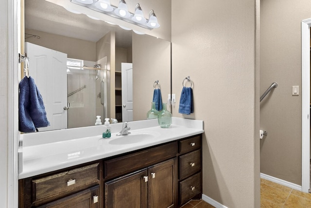 805 Palo Duro Dr, Bernalillo, NM 87004 - full bath with vanity, a shower stall, and tile patterned floors