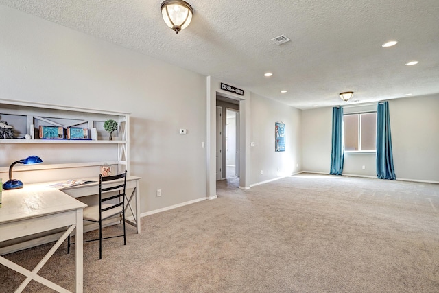 843 Mesa Roja Trl NE, Rio Rancho, NM 87124 - carpeted home office featuring baseboards, recessed lighting, and a textured ceiling
