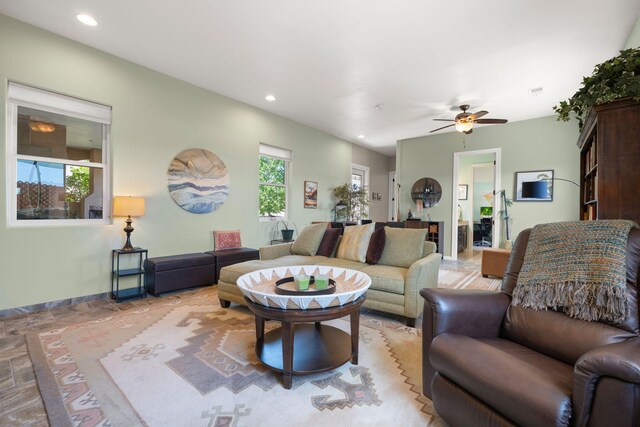 2633 Globe Ct NE, Rio Rancho, NM 87124 - living room with recessed lighting and a ceiling fan