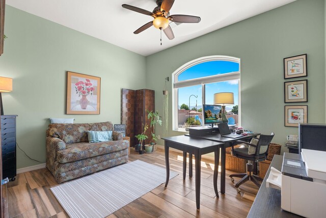 2633 Globe Ct NE, Rio Rancho, NM 87124 - office featuring ceiling fan and wood finished floors
