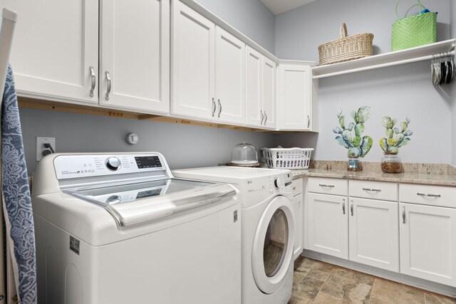 2633 Globe Ct NE, Rio Rancho, NM 87124 - washroom with cabinet space, washer and dryer, and stone finish floors