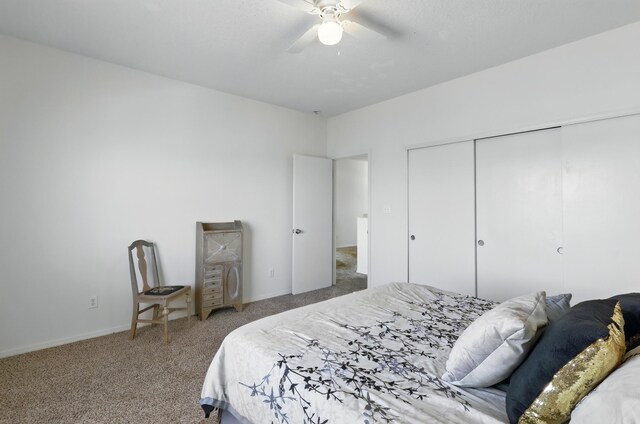 10016 Rio Canon Ave SW, Albuquerque, NM 87121 - bedroom with carpet floors, a closet, and ceiling fan