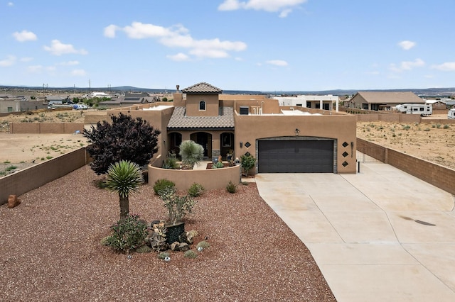 3220 Vatapa Rd NE, Rio Rancho, NM 87144 - view of front of property featuring stucco siding, a garage, concrete driveway, and a tile roof