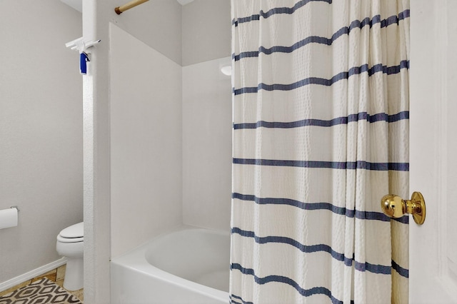 1468 Montiano Loop SE, Rio Rancho, NM 87124 - bathroom featuring shower / bathtub combination with curtain and tile patterned flooring