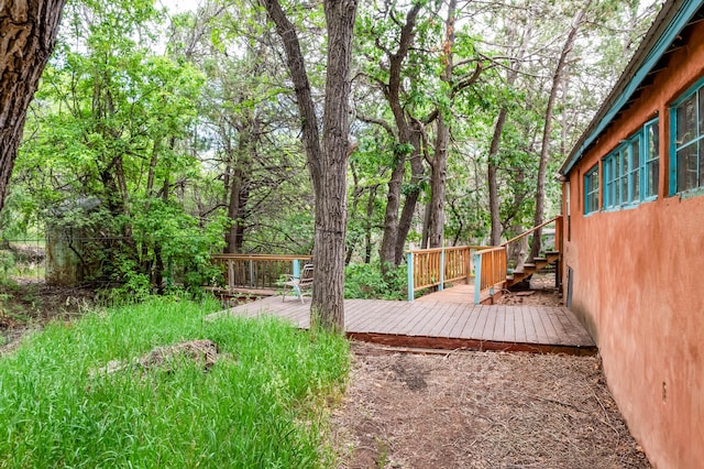 88 Tejano Canyon Rd, Sandia Park, NM 87047 - view of yard featuring a wooden deck