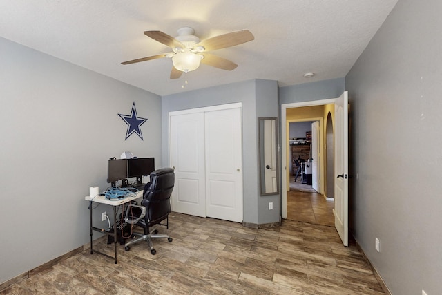 2704 Ghost Ranch St SW, Albuquerque, NM 87121 - office area featuring ceiling fan and wood finished floors