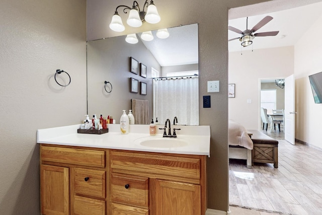 2704 Ghost Ranch St SW, Albuquerque, NM 87121 - full bath with a ceiling fan, vanity, and a textured wall