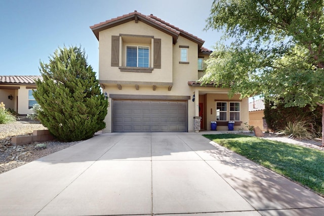 613 Loma Linda Loop NE, Rio Rancho, NM 87124 - view of front of property featuring stucco siding, a garage, concrete driveway, and a tile roof
