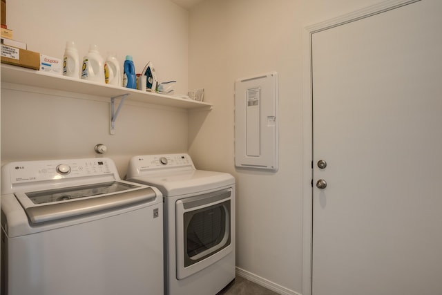 4880 Blackburn Rd, Rio Rancho, NM 87144 - laundry room with washing machine and dryer and electric panel