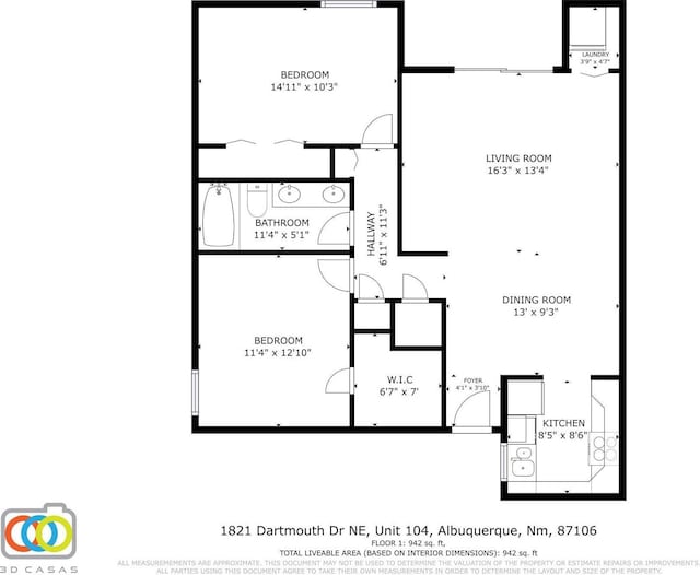 1821 Dartmouth Dr NE Unit 104, Albuquerque, NM 87106 - view of home floor plan