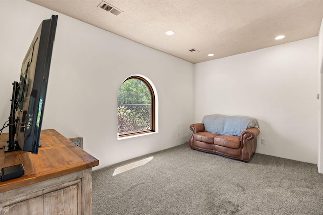 746 Chamisal Rd NW, Los Ranchos, NM 87107 - living area featuring carpet floors, recessed lighting, and a textured ceiling