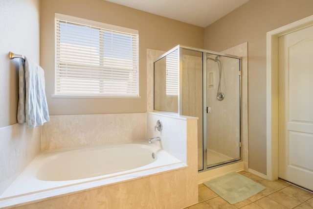4601 Mi Cordelia Dr NW, Albuquerque, NM 87120 - bathroom featuring tile patterned flooring, a shower stall, and a garden tub