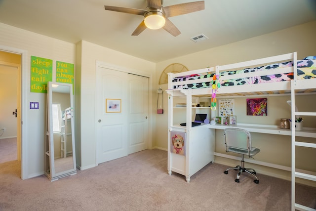 4381 Lauren Loop NE, Rio Rancho, NM 87124 - carpeted bedroom with a desk, a closet, and ceiling fan