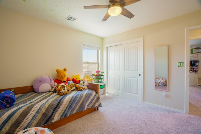 4381 Lauren Loop NE, Rio Rancho, NM 87124 - bedroom featuring carpet, a closet, and a ceiling fan