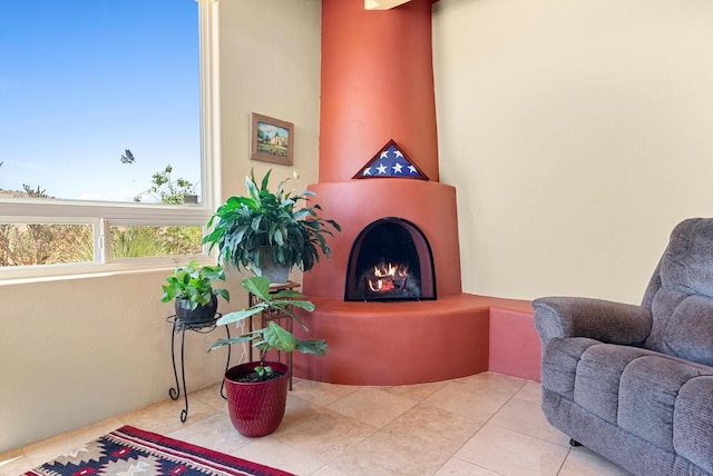 3 Seasons Cir, Placitas, NM 87043 - sitting room with a fireplace and tile patterned floors