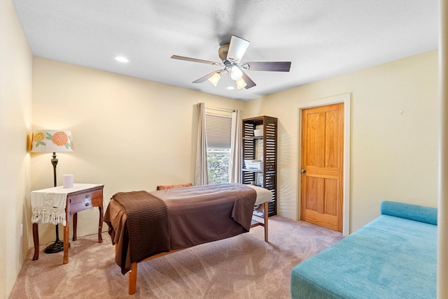 3 Seasons Cir, Placitas, NM 87043 - bedroom with light colored carpet and ceiling fan