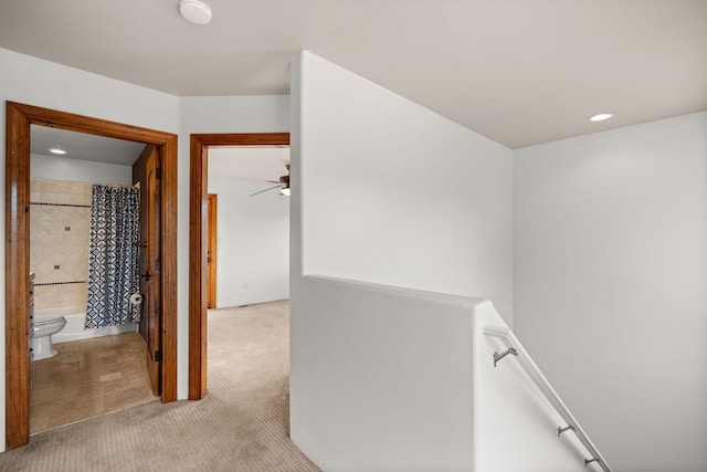 9005 4th St NW, Albuquerque, NM 87114 - corridor featuring an upstairs landing, light carpet, and recessed lighting