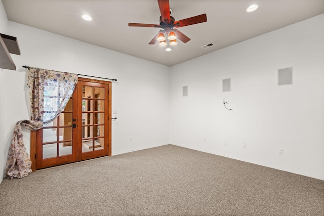 9005 4th St NW, Albuquerque, NM 87114 - unfurnished room with carpet flooring, ceiling fan, recessed lighting, and french doors