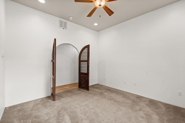 9005 4th St NW, Albuquerque, NM 87114 - carpeted empty room with a ceiling fan, recessed lighting, and a smoke detector