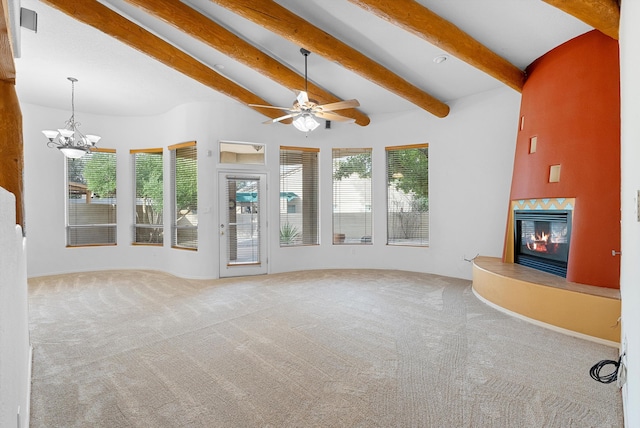 3912 Tundra Swan Ct NW, Albuquerque, NM 87120 - unfurnished living room with carpet flooring, healthy amount of natural light, and a glass covered fireplace