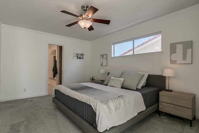 6109 Chamblee Ct NE, Albuquerque, NM 87111 - bedroom featuring crown molding, carpet floors, and ceiling fan