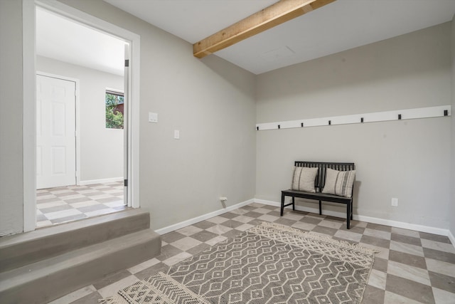 7 Corte De Canoncito, Cedar Crest, NM 87008 - mudroom with tile patterned floors and beamed ceiling