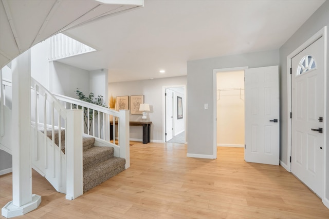 7 Corte De Canoncito, Cedar Crest, NM 87008 - foyer entrance featuring light wood-style floors, recessed lighting, and stairs