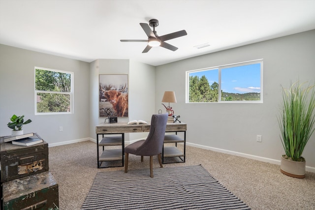7 Corte De Canoncito, Cedar Crest, NM 87008 - carpeted office featuring healthy amount of natural light and a ceiling fan