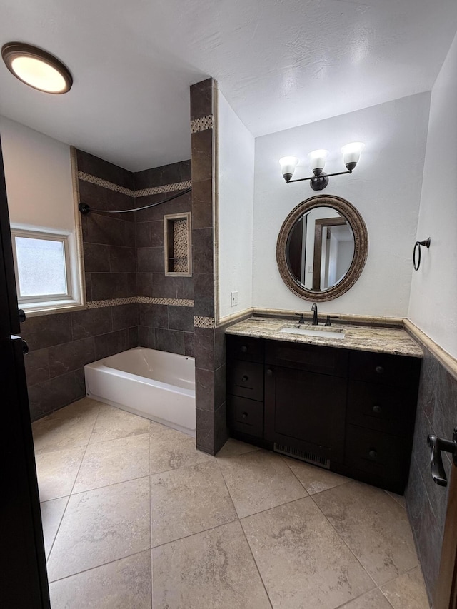 98 Rancho Pequenos Way, Albuquerque, NM 87114 - full bath with vanity, tile patterned floors, and bathing tub / shower combination