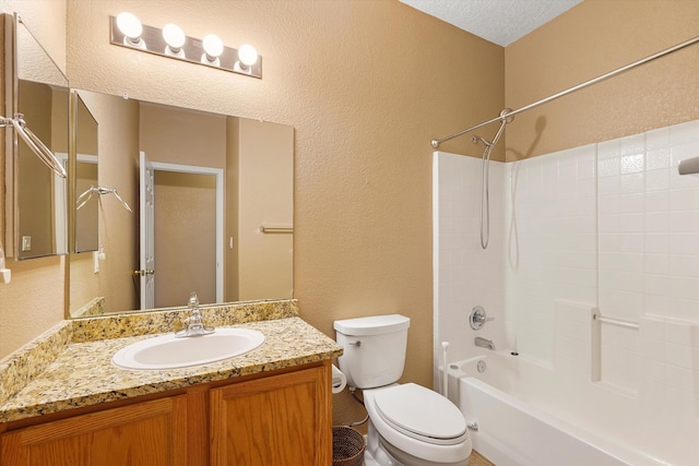 5443 Reserve Ct NE, Rio Rancho, NM 87144 - bathroom featuring shower / bath combination, vanity, and a textured wall