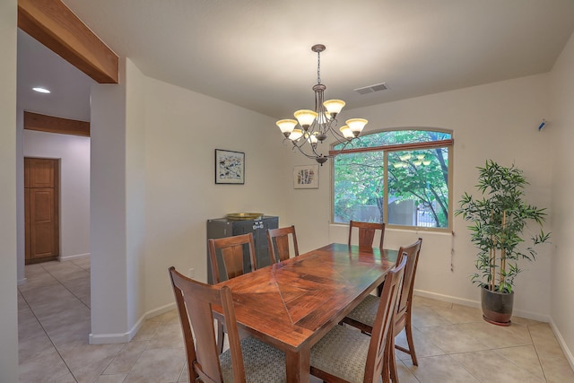 9404 Bear Mountain Trl NE, Albuquerque, NM 87113 - dining room with a chandelier, light tile patterned floors, and recessed lighting